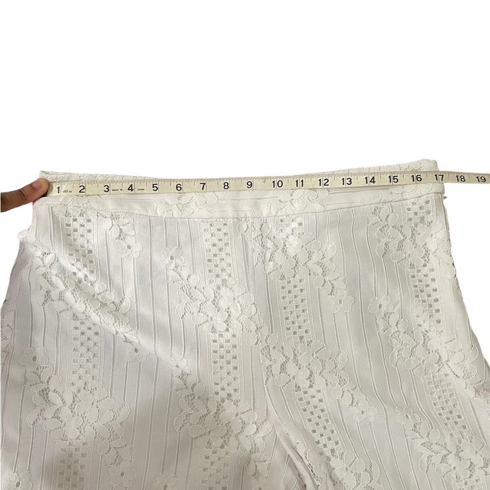 Camuto White Lace Overlay Lined Wide-Leg Crop Dress Pants Womens Sz 10 - Picture 2 of 7